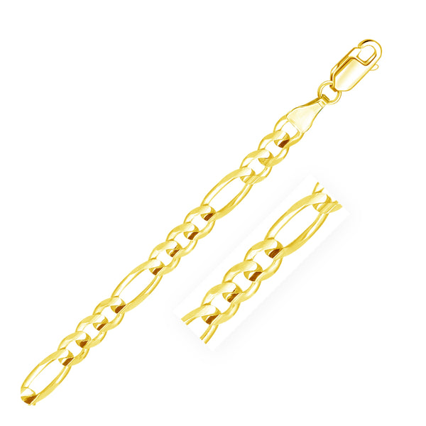 14k Yellow Gold Solid Figaro Bracelet (6.00 mm) - Premium Bracelets - Just $1291.99! Shop now at Pulse Designer Fashion