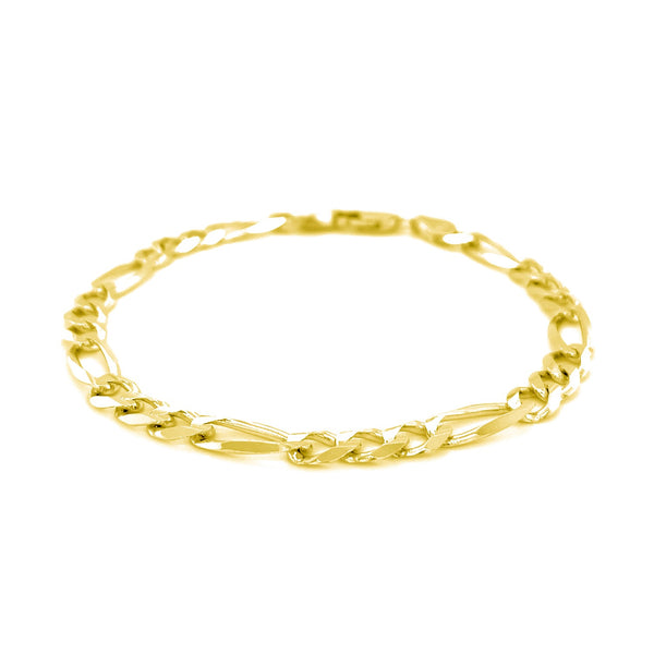 14k Yellow Gold Solid Figaro Bracelet (6.00 mm) - Premium Bracelets - Just $1291.99! Shop now at Pulse Designer Fashion