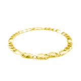 14k Yellow Gold Solid Figaro Bracelet (6.00 mm) - Premium Bracelets - Just $1291.99! Shop now at Pulse Designer Fashion