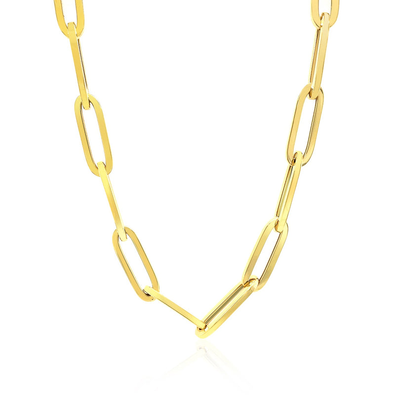 14K Yellow Gold Wide Paperclip Chain (6.10 mm) - Premium Chains - Just $1615.99! Shop now at Pulse Designer Fashion