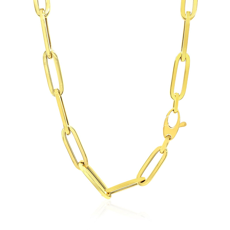 14K Yellow Gold Wide Paperclip Chain (6.10 mm) - Premium Chains - Just $1615.99! Shop now at Pulse Designer Fashion