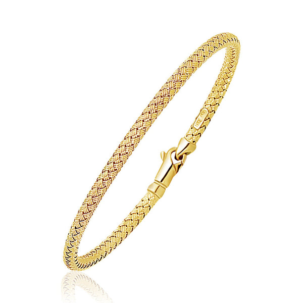 Fancy Weave Bangle in 14k Yellow Gold (3.00 mm) - Premium Bangles - Just $1176.99! Shop now at Pulse Designer Fashion