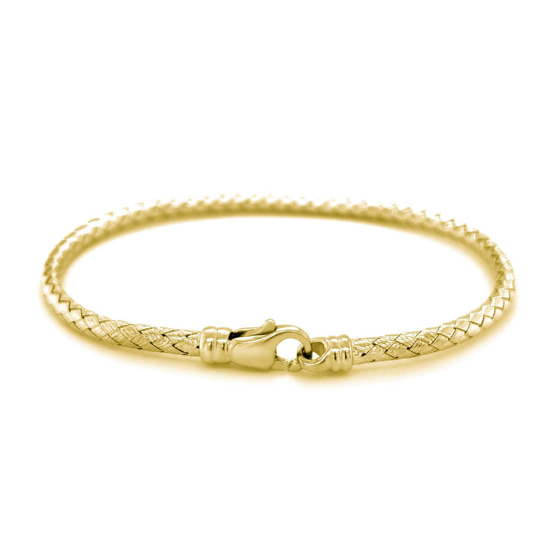 Fancy Weave Bangle in 14k Yellow Gold (3.00 mm) - Premium Bangles - Just $1176.99! Shop now at Pulse Designer Fashion