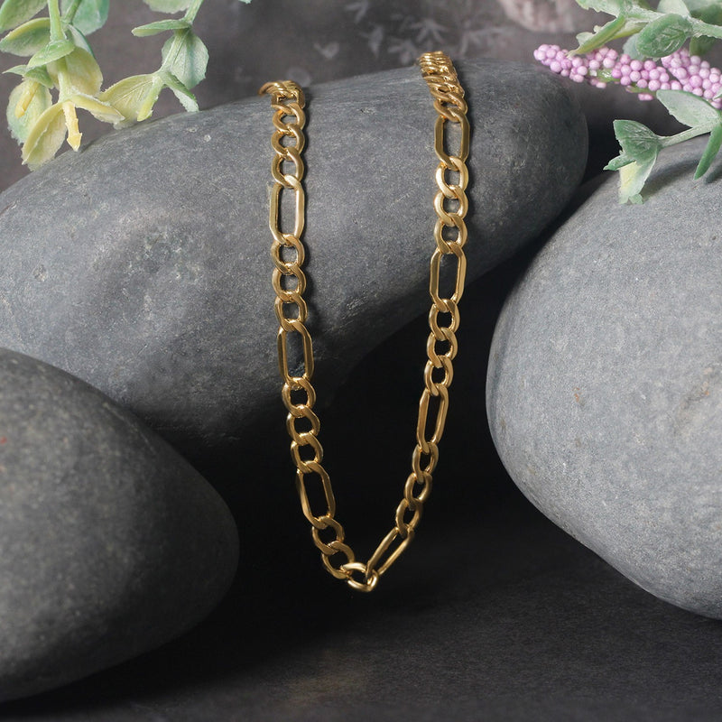 14k Yellow Gold Lite Figaro Chain (4.70 mm) - Premium Chains - Just $833.99! Shop now at Pulse Designer Fashion