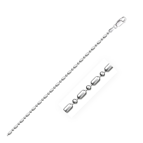 14k White Gold Diamond-Cut Alternating Bead Chain (1.30 mm) - Premium Chains - Just $509.99! Shop now at Pulse Designer Fashion