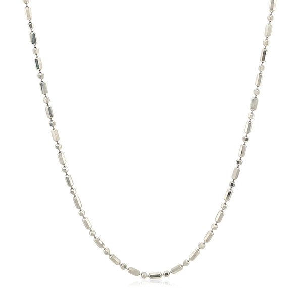 14k White Gold Diamond-Cut Alternating Bead Chain (1.30 mm) - Premium Chains - Just $509.99! Shop now at Pulse Designer Fashion