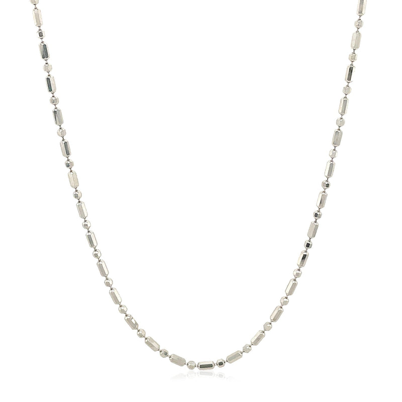 14k White Gold Diamond-Cut Alternating Bead Chain (1.30 mm) - Premium Chains - Just $509.99! Shop now at Pulse Designer Fashion