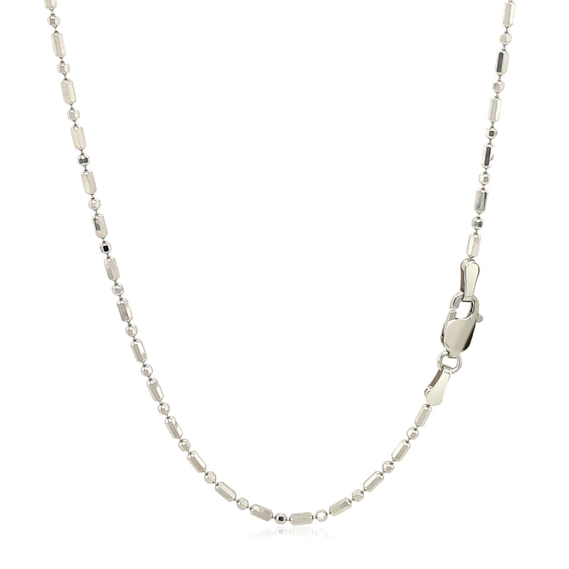 14k White Gold Diamond-Cut Alternating Bead Chain (1.30 mm) - Premium Chains - Just $509.99! Shop now at Pulse Designer Fashion