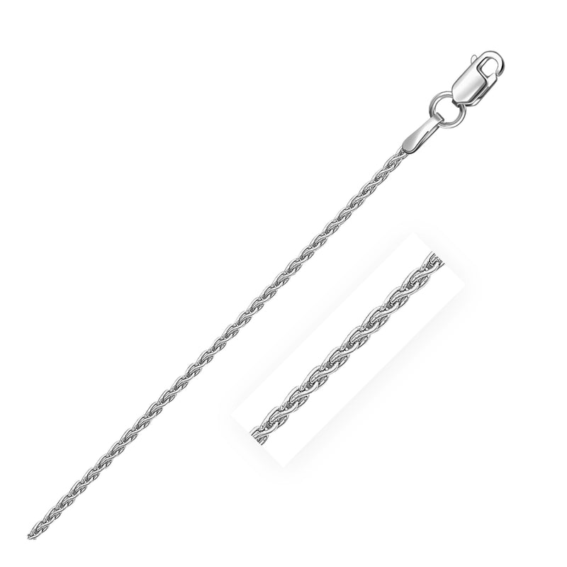 Sterling Silver Rhodium Plated Wheat Chain (1.30 mm) - Premium Chains - Just $41.99! Shop now at Pulse Designer Fashion