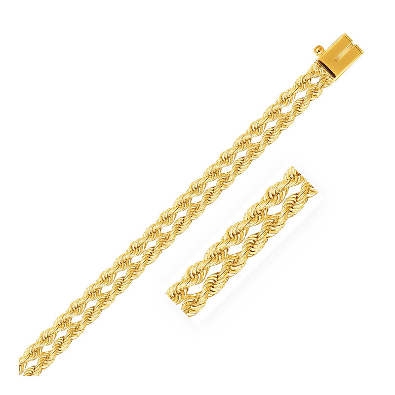 14k Yellow Gold Dual Row Rope Bracelet  (4.80 mm) - Premium Bracelets - Just $1189.99! Shop now at Pulse Designer Fashion