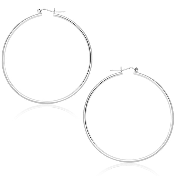 14k White Gold Polished Hoop Earrings (1.5x45mm) - Premium Earrings - Just $367.99! Shop now at Pulse Designer Fashion