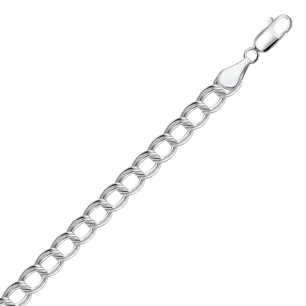 Sterling Silver Small Ridged Circular Chain Bracelet with Rhodium Plating (6.00 mm) - Premium Bracelets - Just $107.99! Shop now at Pulse Designer Fashion