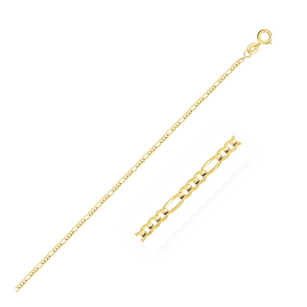 14k Yellow Gold Solid Figaro Chain (1.30 mm) - Premium Chains - Just $225.99! Shop now at Pulse Designer Fashion