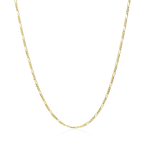 14k Yellow Gold Solid Figaro Chain (1.30 mm) - Premium Chains - Just $225.99! Shop now at Pulse Designer Fashion