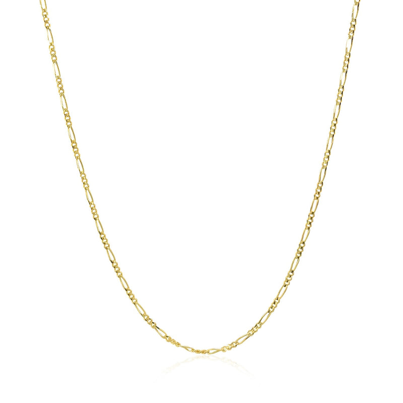 14k Yellow Gold Solid Figaro Chain (1.30 mm) - Premium Chains - Just $225.99! Shop now at Pulse Designer Fashion