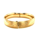 Classic Floral Carved Bangle in 14k Yellow Gold (13.50 mm) - Premium Bangles - Just $3217.99! Shop now at Pulse Designer Fashion