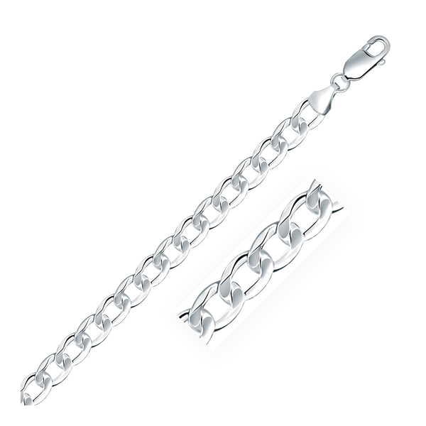 Rhodium Plated Sterling Silver Curb Style Chain (7.90 mm) - Premium Chains - Just $281.99! Shop now at Pulse Designer Fashion