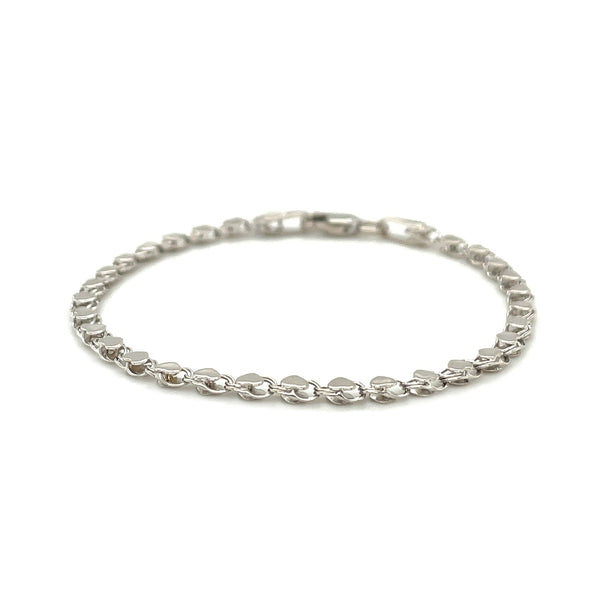 14k White Gold Heart Bracelet (3.00 mm) - Premium Bracelets - Just $438.99! Shop now at Pulse Designer Fashion