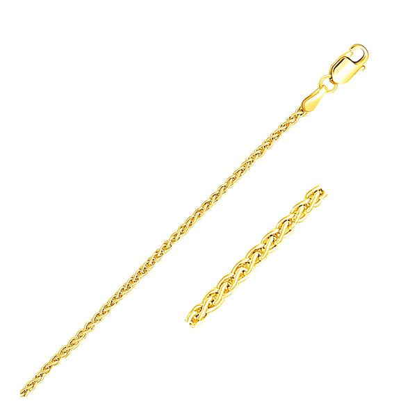 14k Yellow Gold Round Wheat Chain (2.10 mm) - Premium Chains - Just $1045.99! Shop now at Pulse Designer Fashion