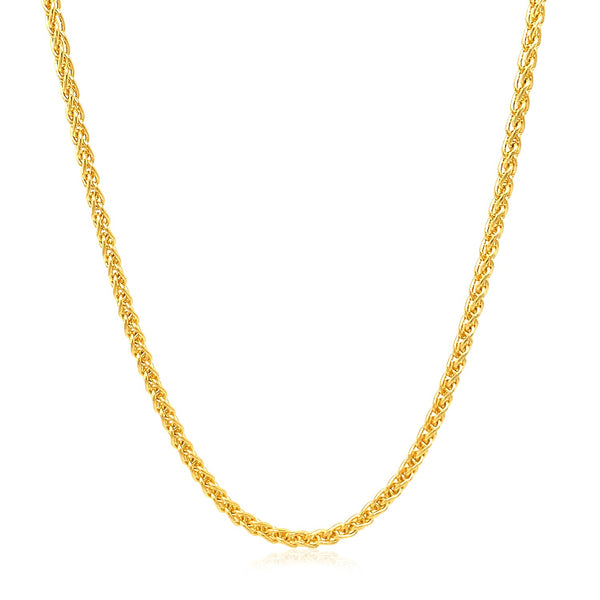 14k Yellow Gold Round Wheat Chain (2.10 mm) - Premium Chains - Just $1045.99! Shop now at Pulse Designer Fashion