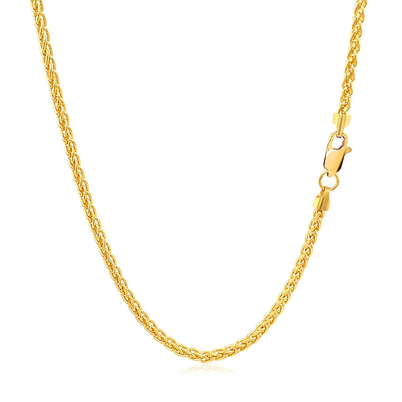 14k Yellow Gold Round Wheat Chain (2.10 mm) - Premium Chains - Just $1045.99! Shop now at Pulse Designer Fashion