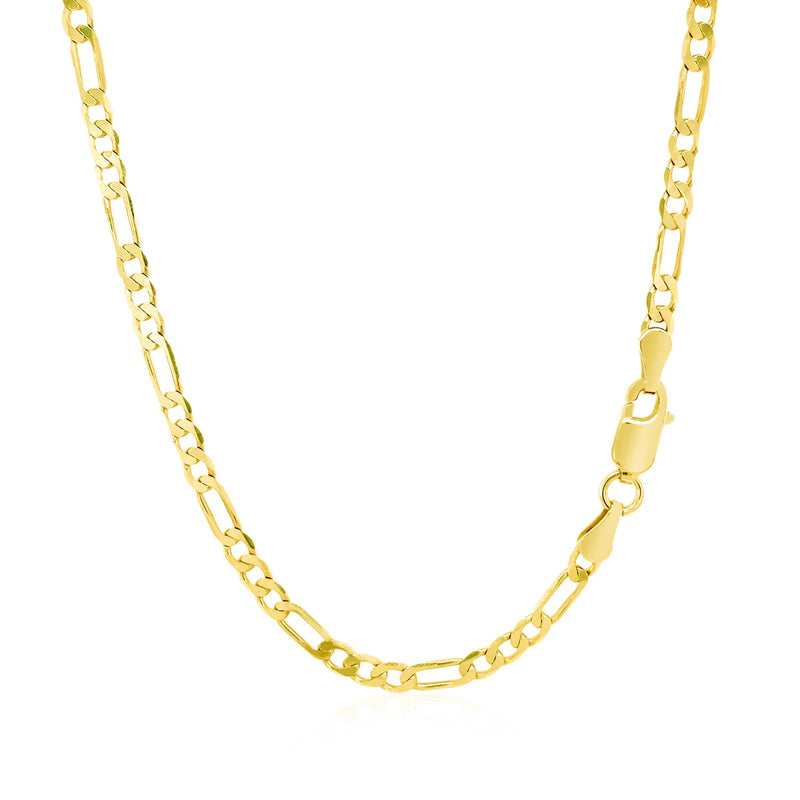 14k Yellow Gold Solid Figaro Chain (3.00 mm) - Premium Chains - Just $896.99! Shop now at Pulse Designer Fashion