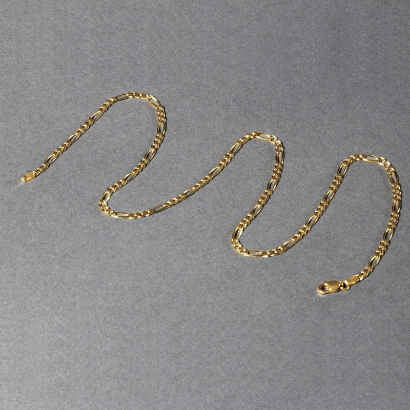 14k Yellow Gold Solid Figaro Chain (3.00 mm) - Premium Chains - Just $896.99! Shop now at Pulse Designer Fashion