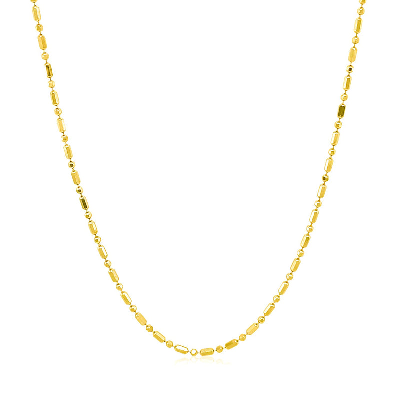 14k Yellow Gold Diamond-Cut Alternating Bead Chain (1.10 mm) - Premium Chains - Just $354.99! Shop now at Pulse Designer Fashion