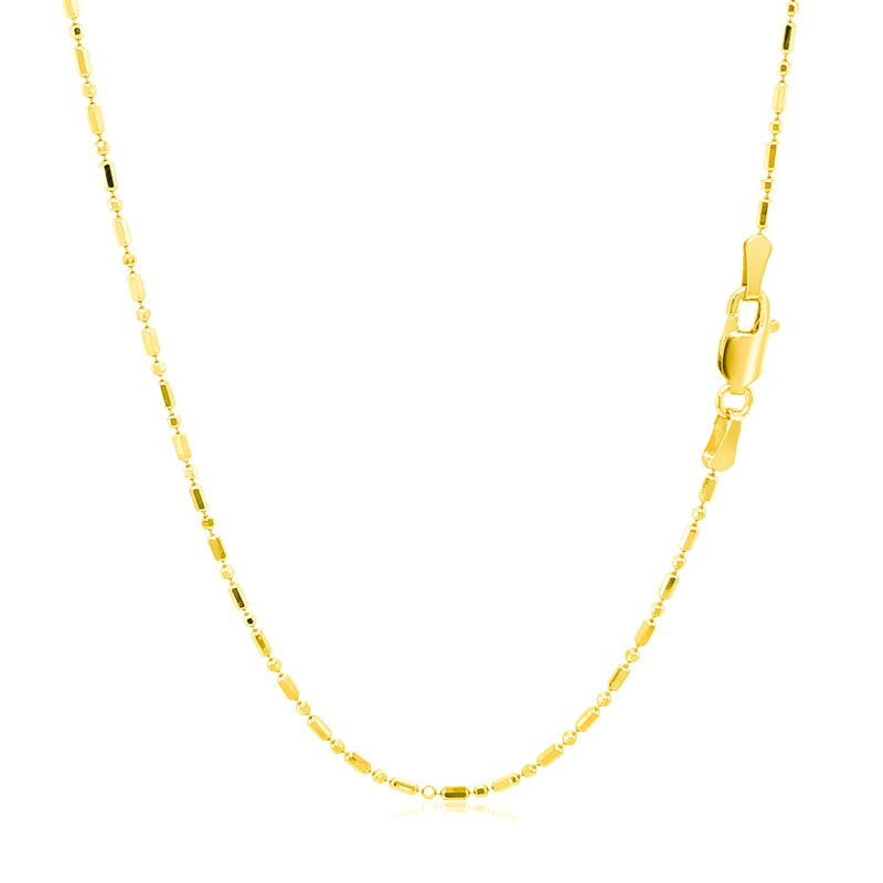 14k Yellow Gold Diamond-Cut Alternating Bead Chain (1.10 mm) - Premium Chains - Just $354.99! Shop now at Pulse Designer Fashion