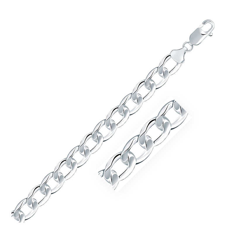 Rhodium Plated Sterling Silver Curb Style Chain (8.40 mm) - Premium Chains - Just $342.99! Shop now at Pulse Designer Fashion