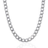 Rhodium Plated Sterling Silver Curb Style Chain (8.40 mm) - Premium Chains - Just $342.99! Shop now at Pulse Designer Fashion