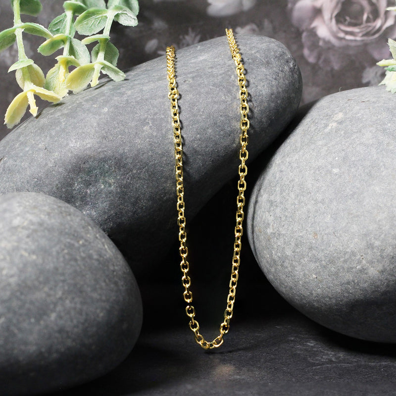 14k Yellow Gold Diamond Cut Cable Link Chain (2.20 mm) - Premium Chains - Just $679.99! Shop now at Pulse Designer Fashion