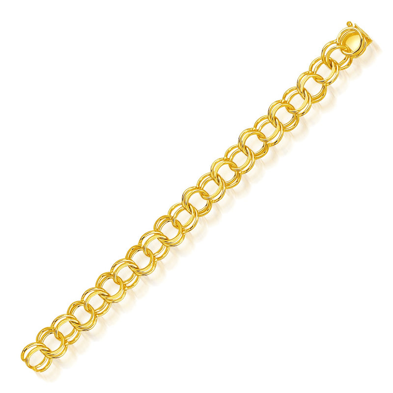 14k Yellow Gold Solid Double Link Charm Bracelet (10.00 mm) - Premium Bracelets - Just $2981.99! Shop now at Pulse Designer Fashion