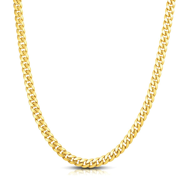 14k Yellow Gold Classic Miami Cuban Solid Chain (7.10 mm) - Premium Chains - Just $11669.99! Shop now at Pulse Designer Fashion