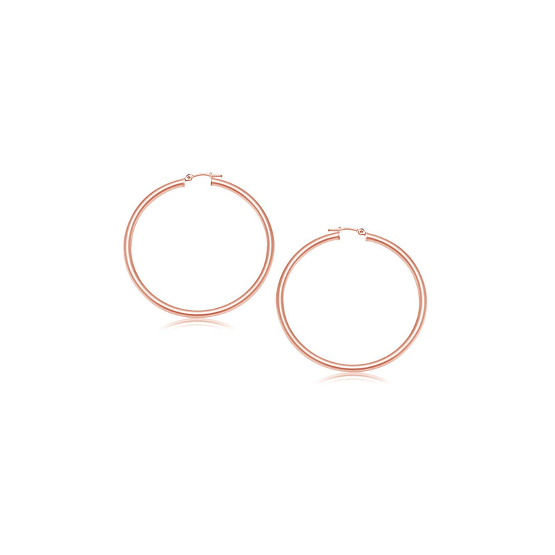 14k Rose Gold Polished Hoop Earrings (3x15mm) - Premium Earrings - Just $217.99! Shop now at Pulse Designer Fashion