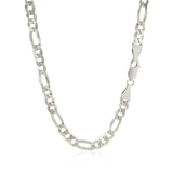 Rhodium Plated Sterling Silver Figaro Style Chain (5.40 mm) - Premium Chains - Just $118.99! Shop now at Pulse Designer Fashion