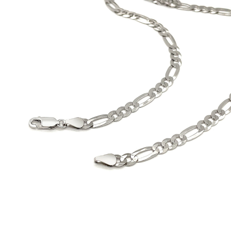 Rhodium Plated Sterling Silver Figaro Style Chain (5.40 mm) - Premium Chains - Just $118.99! Shop now at Pulse Designer Fashion