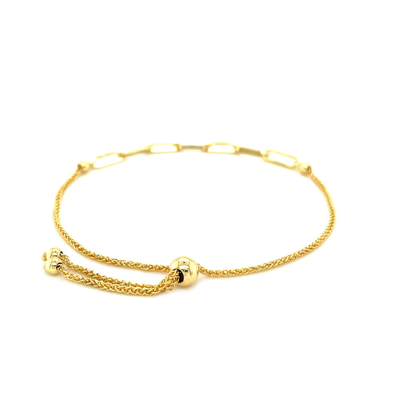 14K Yellow Gold Adjustable Bracelet with Paperclip Chain (1.00 mm) - Premium Bracelets - Just $367.99! Shop now at Pulse Designer Fashion