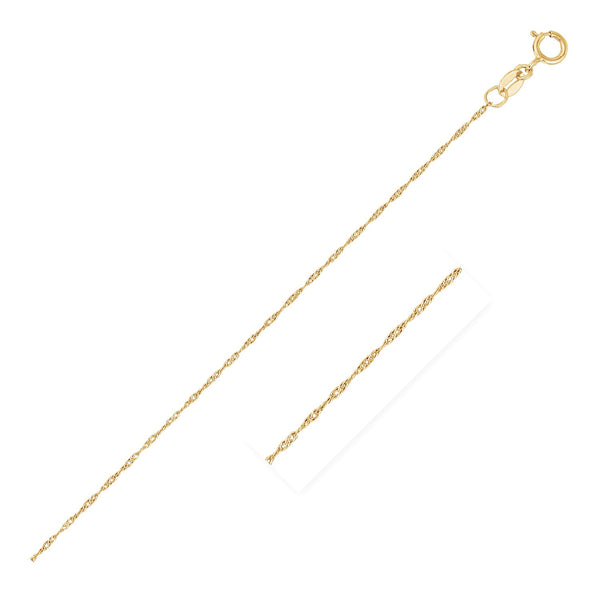 14k Yellow Gold Singapore Chain 0.6mm (0.60 mm) - Premium Chains - Just $108.99! Shop now at Pulse Designer Fashion