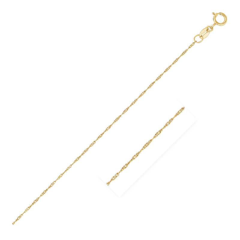 14k Yellow Gold Singapore Chain 0.6mm (0.60 mm) - Premium Chains - Just $108.99! Shop now at Pulse Designer Fashion