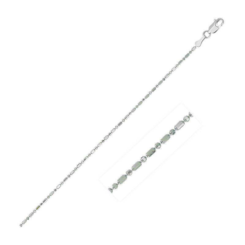 14k White Gold Diamond-Cut Bead Chain (0.90 mm) - Premium Chains - Just $301.99! Shop now at Pulse Designer Fashion