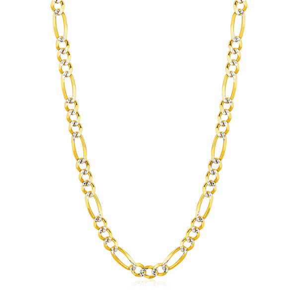 14K Yellow Gold Solid Pave Figaro Chain (5.90 mm) - Premium Chains - Just $4016.99! Shop now at Pulse Designer Fashion