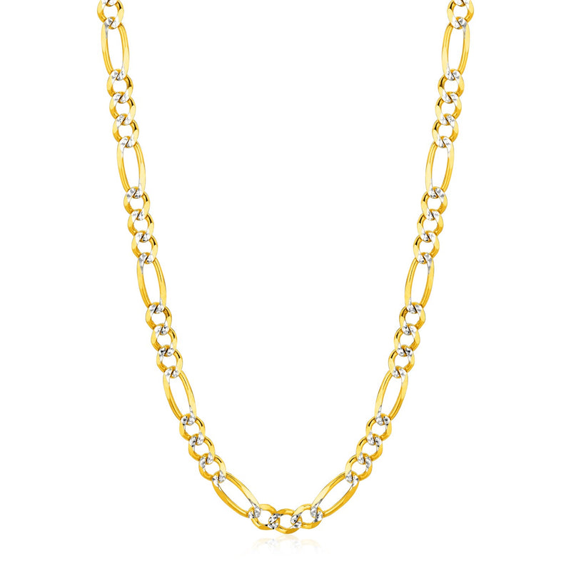 14K Yellow Gold Solid Pave Figaro Chain (5.90 mm) - Premium Chains - Just $4016.99! Shop now at Pulse Designer Fashion