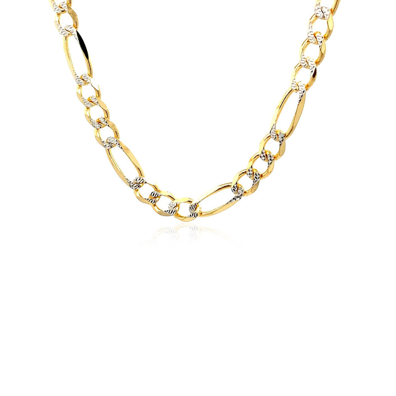 14K Yellow Gold Solid Pave Figaro Chain (5.90 mm) - Premium Chains - Just $4016.99! Shop now at Pulse Designer Fashion