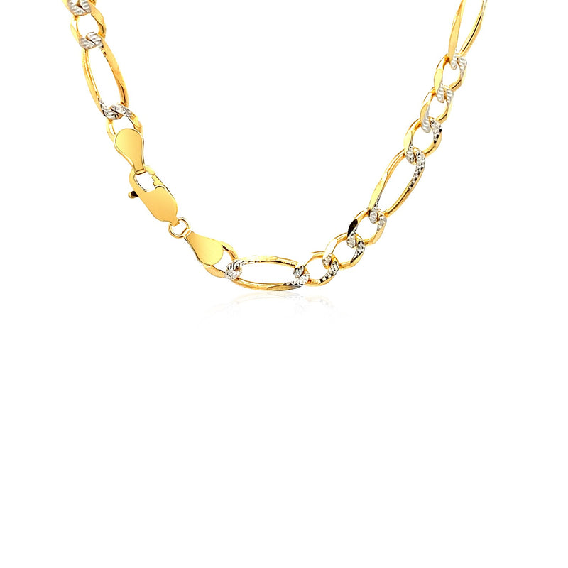 14K Yellow Gold Solid Pave Figaro Chain (5.90 mm) - Premium Chains - Just $4016.99! Shop now at Pulse Designer Fashion