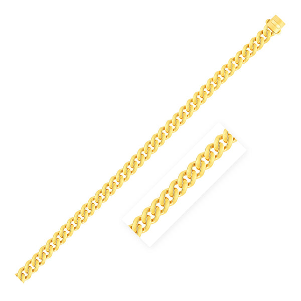 14k Yellow Gold Polished Miami Cuban Chain Bracelet (6.50 mm) - Premium Bracelets - Just $1366.99! Shop now at Pulse Designer Fashion