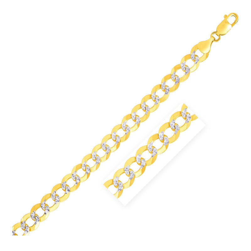 14k Two Tone Gold Pave Curb Bracelet (8.30 mm) - Premium Bracelets - Just $2132.99! Shop now at Pulse Designer Fashion