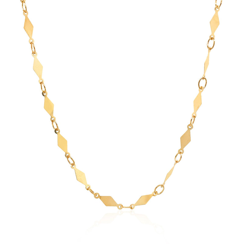 14K Yellow Gold Polished Diamond Motif Chain (3.00 mm) - Premium Chains - Just $378.99! Shop now at Pulse Designer Fashion