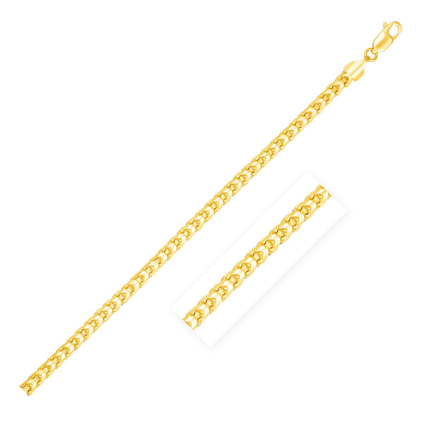 14k Yellow Gold Solid Diamond Cut Round Franco Bracelet (4.60 mm) - Premium Bracelets - Just $3942.99! Shop now at Pulse Designer Fashion