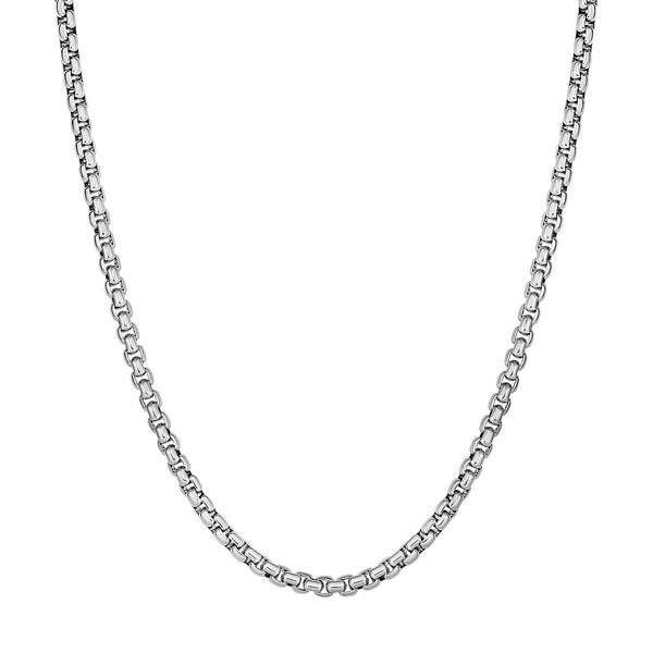 Sterling Silver Rhodium Plated Round Box Chain (3.80 mm) - Premium Chains - Just $261.99! Shop now at Pulse Designer Fashion